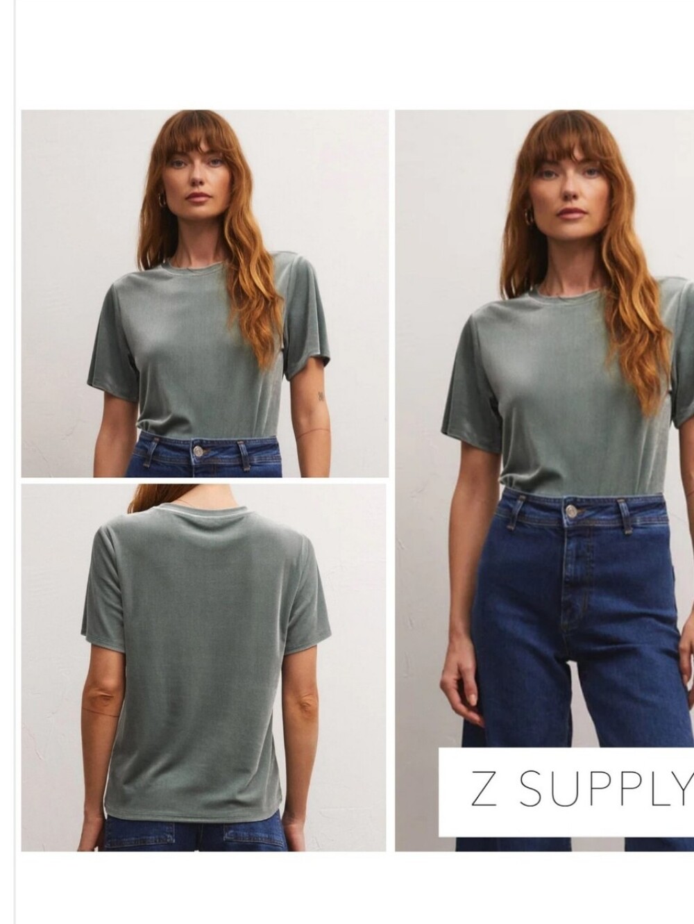 Simone Velvet Top In The Color Evergreen